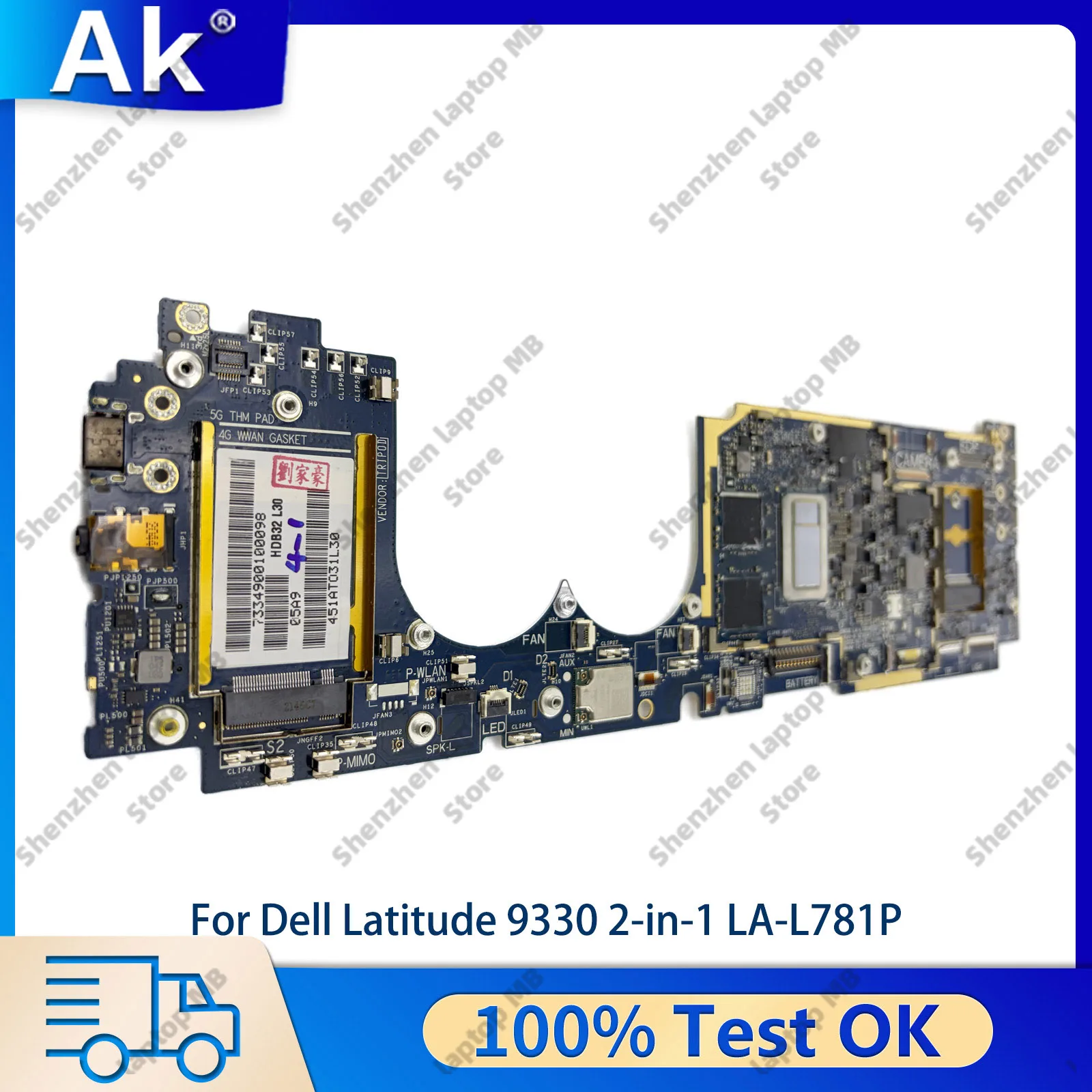 LA-L781P Motherboard For Dell Latitude 9330 2-in-1 Laptop with Intel i5 i7 CPU 00Y1WN 0DXMXY HDB32 Tested OK