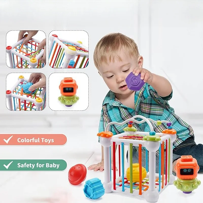 Baby Shape Sorter Toys Activity Cube Montessori Learning Developmental Travel Activity Learning Fine Motor Skill Toys for Kids