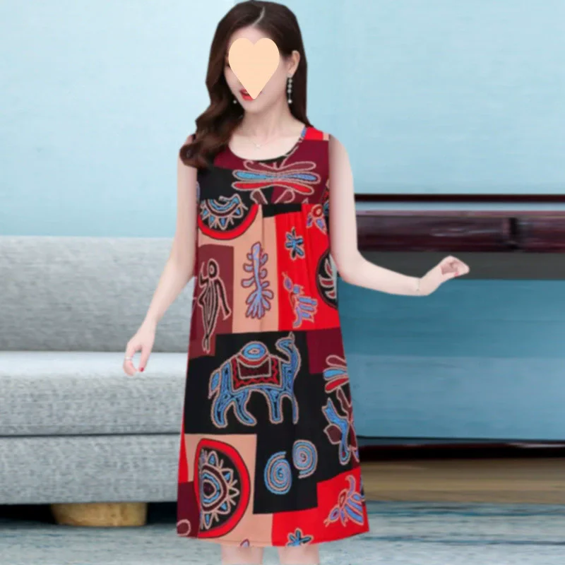 Retro Style Plaid Pattern Women Mini Dresses Summer Sleeveless 3D Printed Street Female Loose Dress 3XL Plus Size Casual Dress