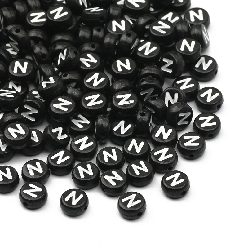 100-500PCS Schwarz Runde Acryl Buchstaben Perlen A-Z Alphabet Lose Perlen Für Schmuck Machen DIY Halskette Armband handgemachte Handwerk – Detail 16