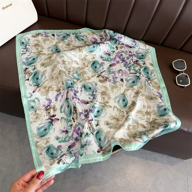 Nowa Jedwabna Apaszka Szal Damski Jedwabny Kwadratowy Szalik Torebka Luksusowe Szaliki dla Kobiet Designerska Jedwabna Chusta na Głowę Bandana