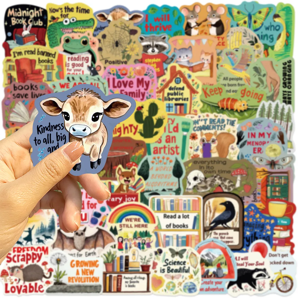 50Pcs Vibrant Dopamine Motivational Cartoon Stickers - Waterproof PVC Decals for Phone, Journal & Water Bottle AnimeWorlds Store