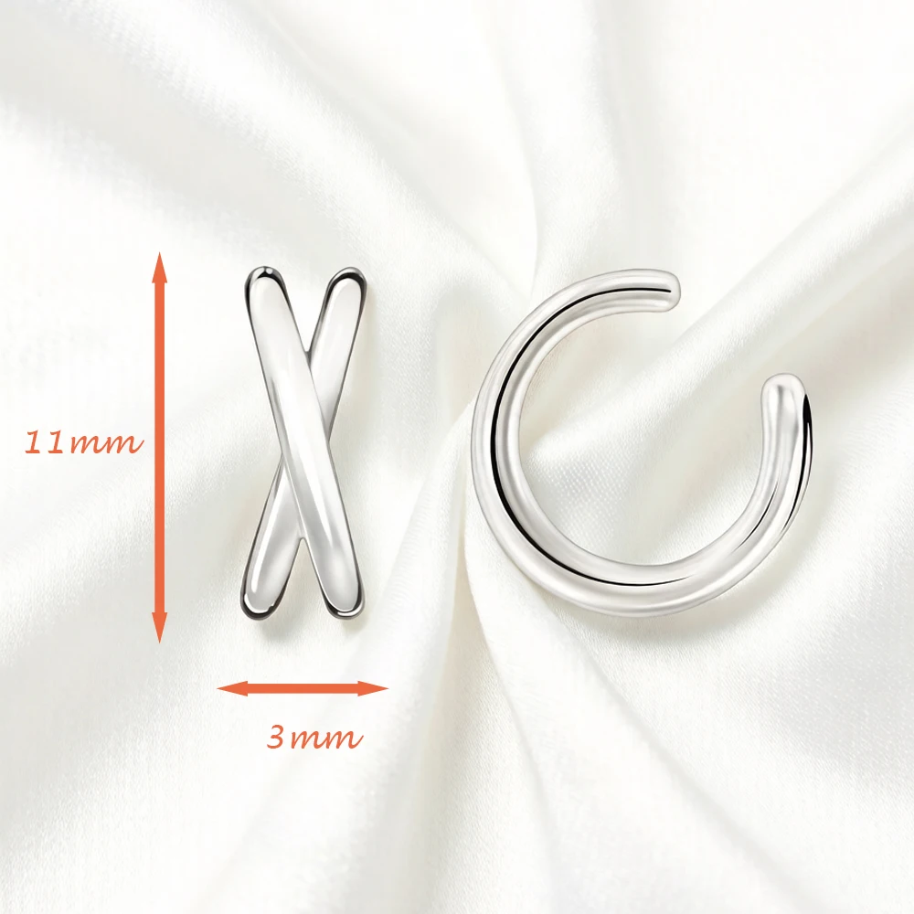 Single Ear Cuff Criss Cross Europe Style Handcrafted Fine Jewelry Classic Gift For Women Pure 925 Sterling Silver