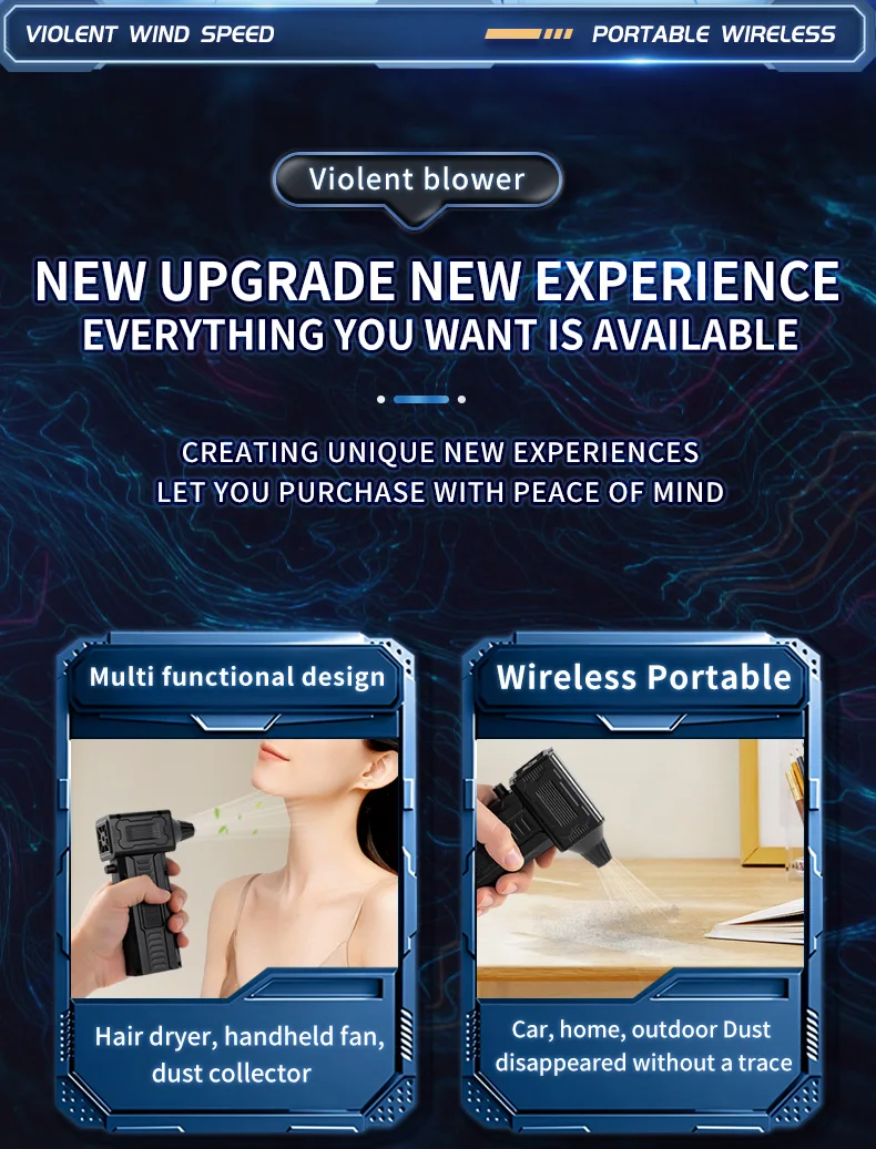 140000RPM Mini Turbo Jet Fan Brushless Motor Handheld Duct Fan 52M/S Portable Turbo Fan Type-C Charging Computer Keyboard Clean