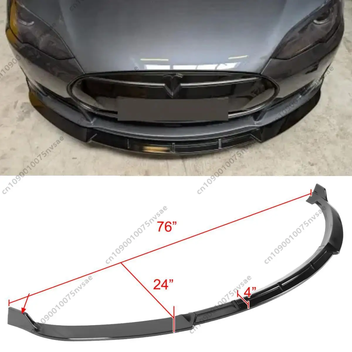

Front Bumper Lip Splitter For Tesla Model S 2013-2016 Spoiler Diffuser Under Chin Apron Lower Guard Black ABS Body Kits Tuning