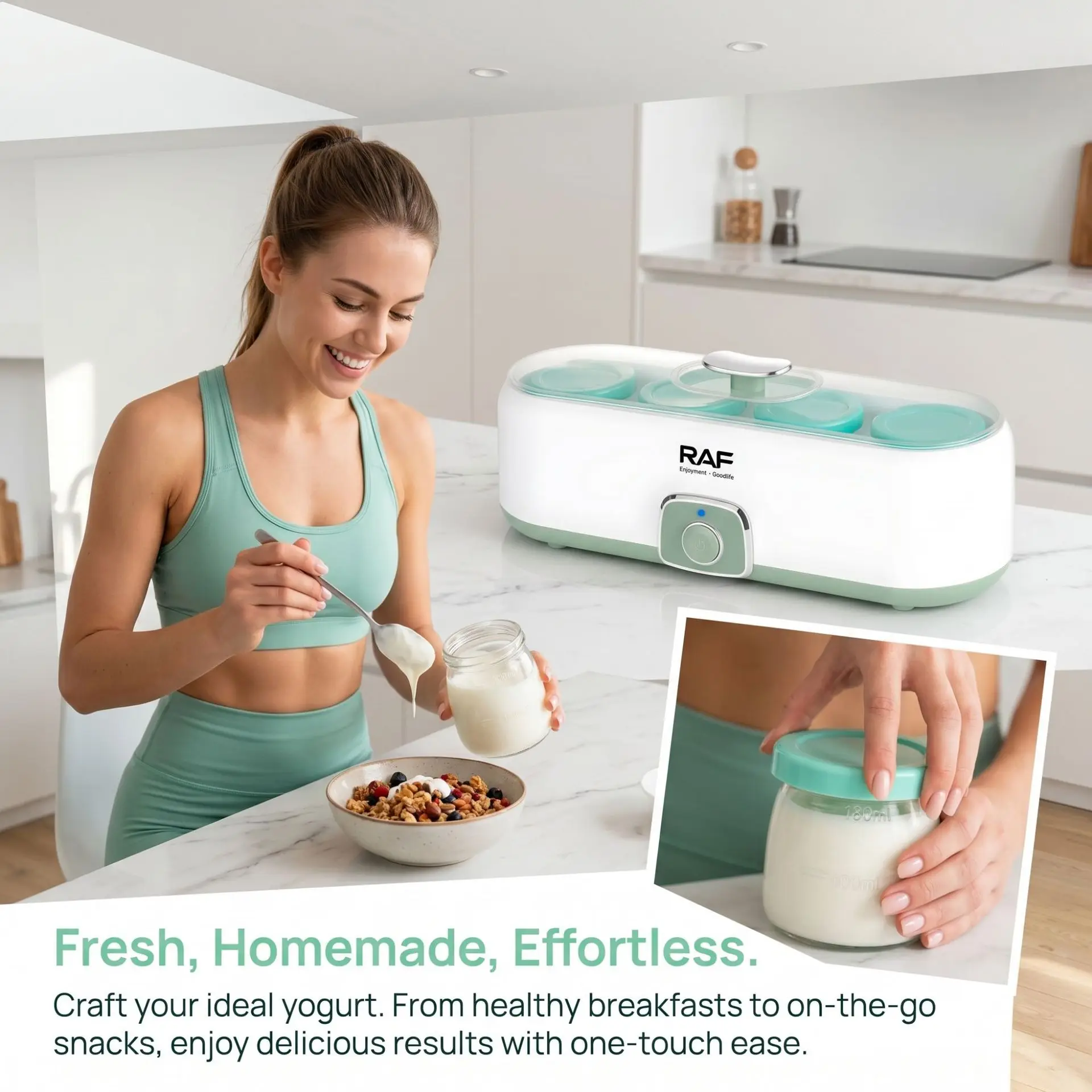 Electric Yogurt Maker With 4 Glass Cups Automatic Leben Yoghurt Rice Wine Machine Buttermilk Sour Cream Natto Fermenter 220V