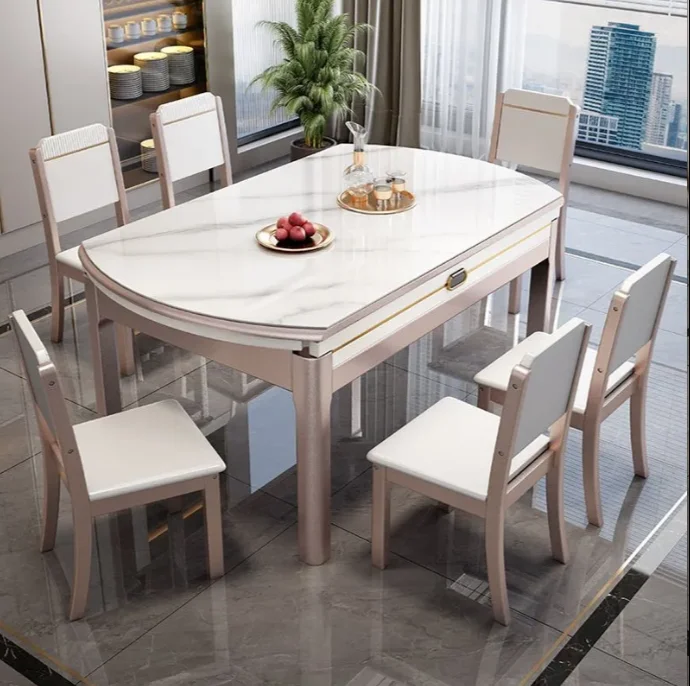 

Dining Table Telescopic Folding Solid Wood Dining Table and Chair Combination Modern Simple Rectangular Dining Table.promote sal