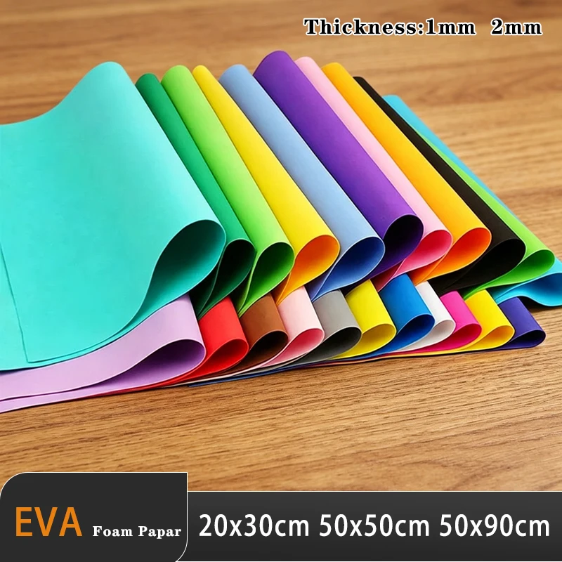 5/10Pcs Thick 1mm 2mm Colored EVA Foam Sheets Bright Vibrant Flexible Craft Foam Paper for DIY Projects 20x30cm 50x50cm 50x90cm