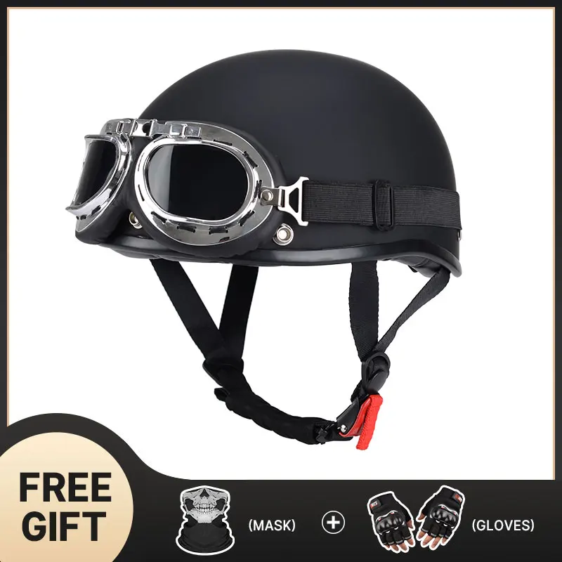 DOT Approved Women and Men Matt Black ABS Shell Half Face Helmet 1/2 Skull Safety Cap helmet motorcycle Scooter Moped