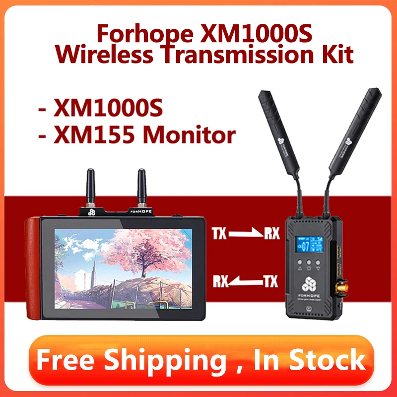 

FORHOPE Wireless Video Transmission Kit 5.5 Inch XM155 Monitor XM1000S Transmitter Receiver Switchable HDMI-Compatible 1080p