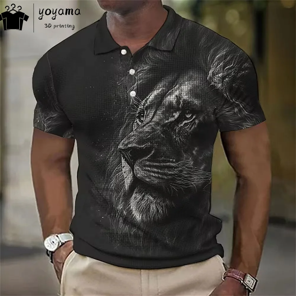 Verão Animal Print Roupas Masculinas Polo T-shirts para Homens Animais Camisas de Manga Curta Dos Homens Camisas Polo Oversized T-shirt Top