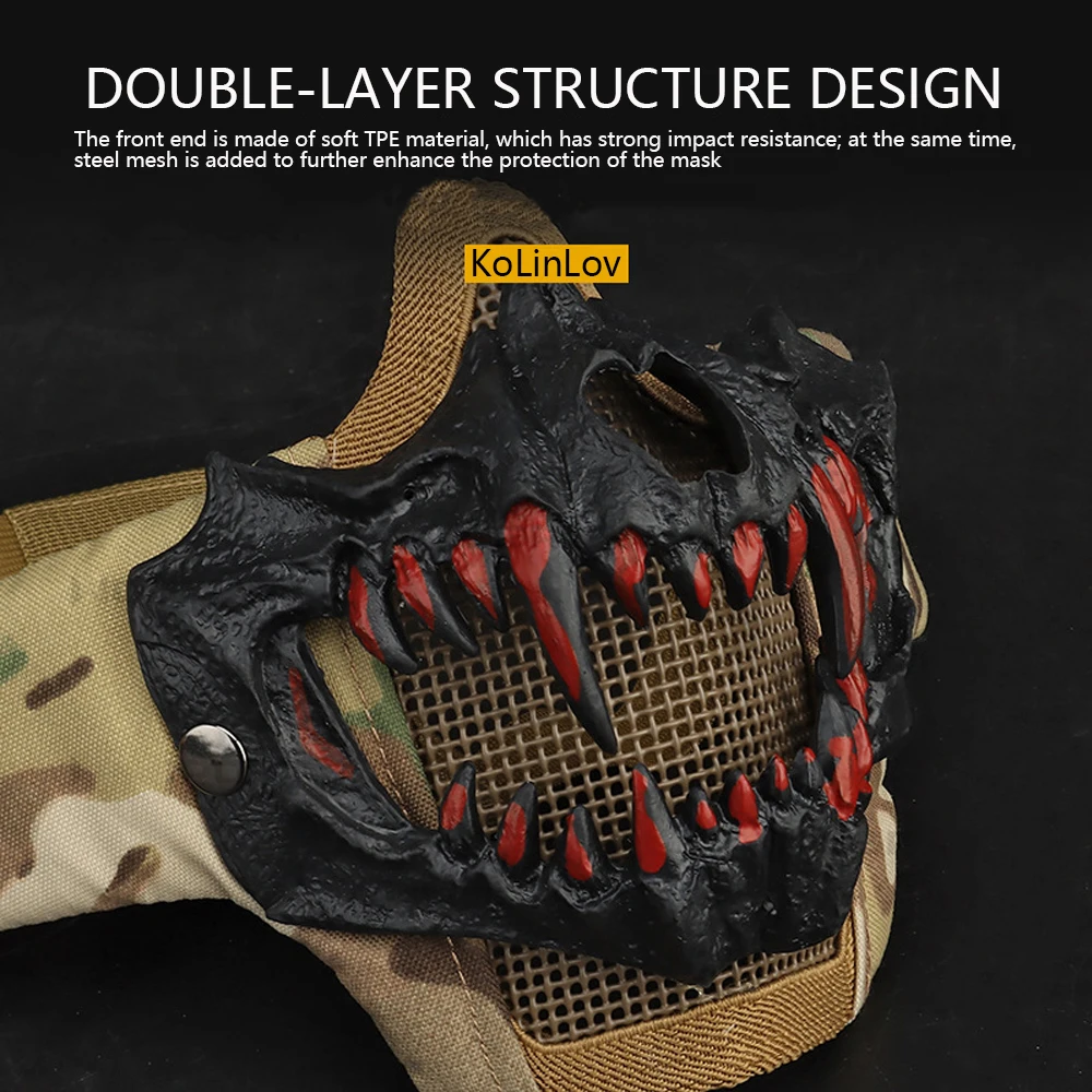 KOLINLOV máscara airsoft protección facial acero - imagen 3