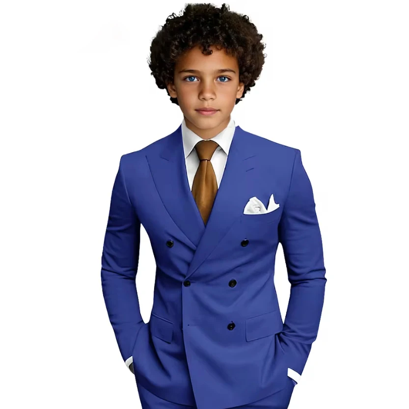 بدلات للأولاد مكونة من 3 قطع بدلة رسمية مزدوجة الصدر للأولاد بدلة سهرة بقصة ضيقة لحفلات الزفاف والحفلات الراقصة