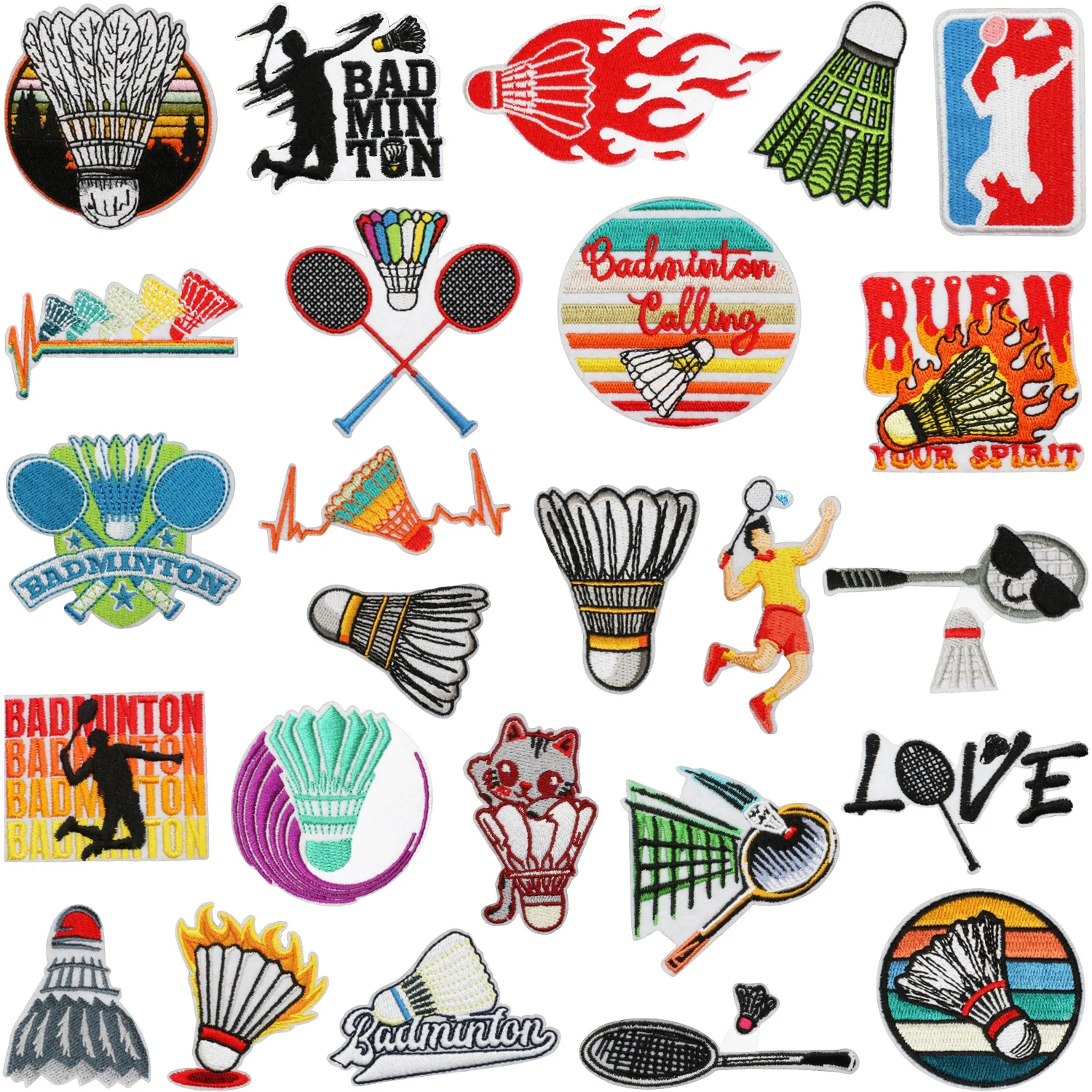 10 Pcs Badminton Balls Sports Embroidered Patches Iron Clothing Hat Bag Shoe Repair Material Phone Gift Box Decor DIY Accessory
