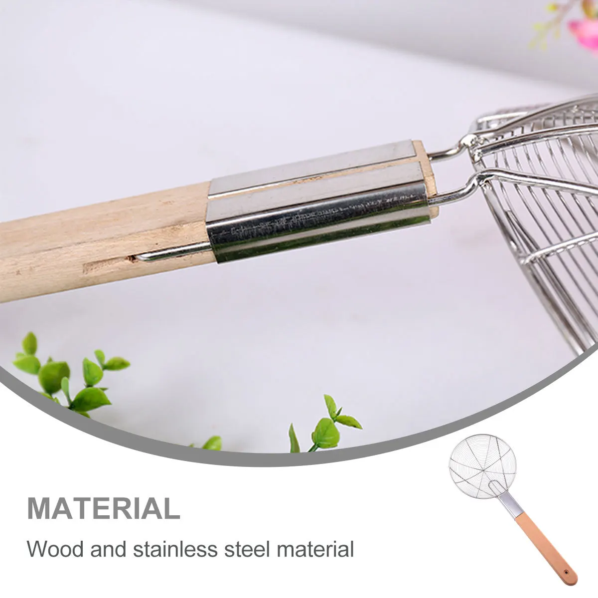 

Stainless Steel Frying Oil Strainer Mesh Food Colander Spoon Kitchen Tool Diameter 22cm Long Handle Heat Resistant Easy