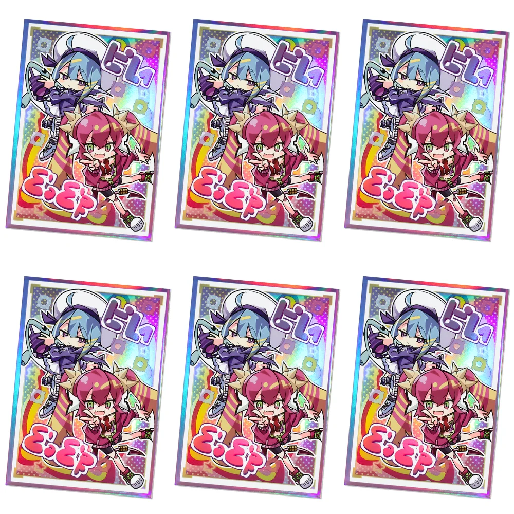 62×89mm 100PCS 홀로그램 만화 아트 애니메이션 카드 슬리브 YGO/TCG 탑 로딩 만화 데크 쉴드(라이브 트윈)