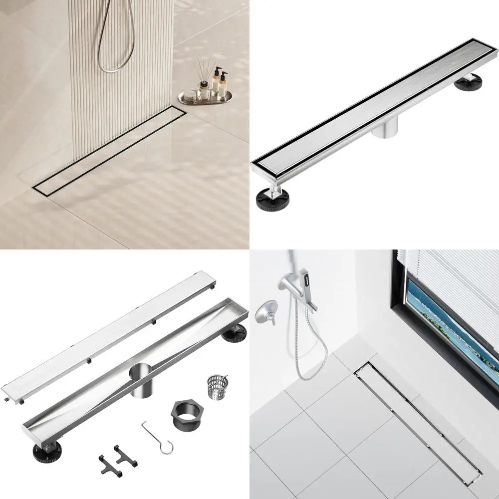 

Stainless Steel 40-Inch Linear Shower Drain with Tile Insert Grate for Professional Rectangular Shower Floors