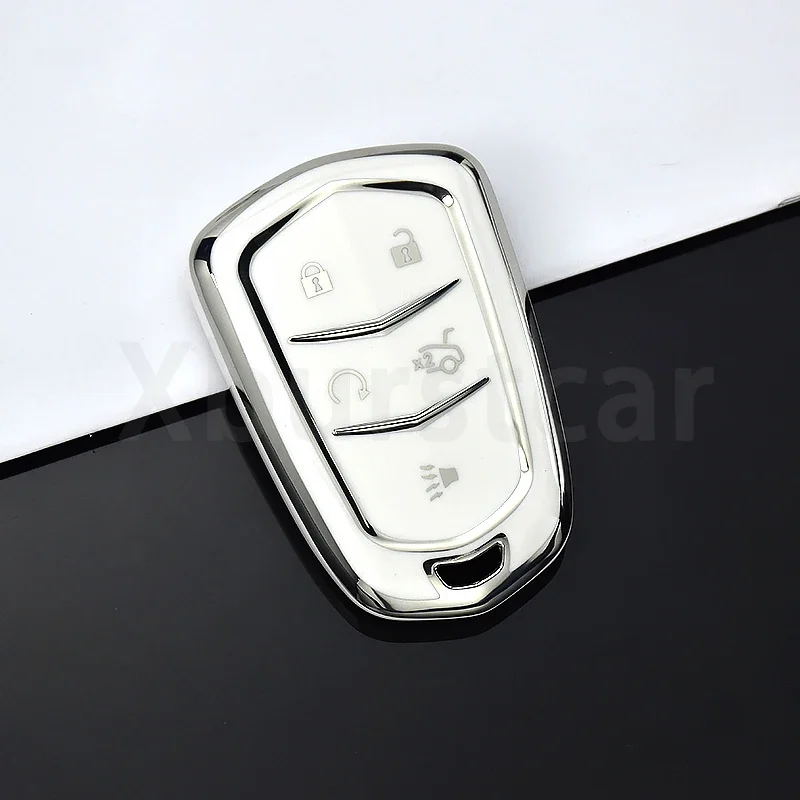 4/5 Buttons TPU Car Key Cover Case Shell Fob Holder For Cadillac ATS CT6 CTS DTS XT5 Escalade ESV SRX STS XTS ELR 2014 - 2018