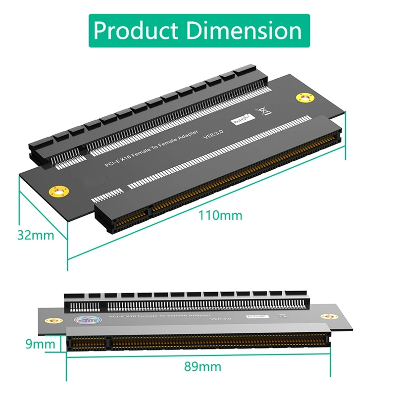 PCI-E X16 Female To Female Adapter Connector PCI Express 3.0 16X To 16X Extender Riser Converter PCB Board Design Easy Install