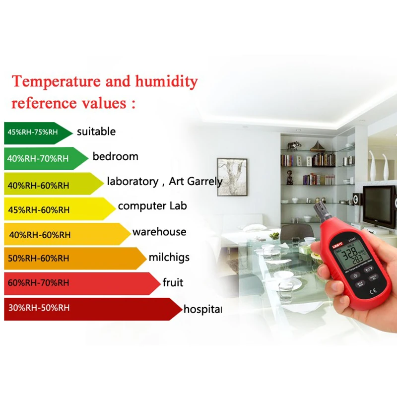 UNI-T UT333BT Bluetooth Mini LCD cyfrowy termometr miernika wilgotności powietrza miernik higrometrowy Tester UT333 Upgrade — zdjęcie 3