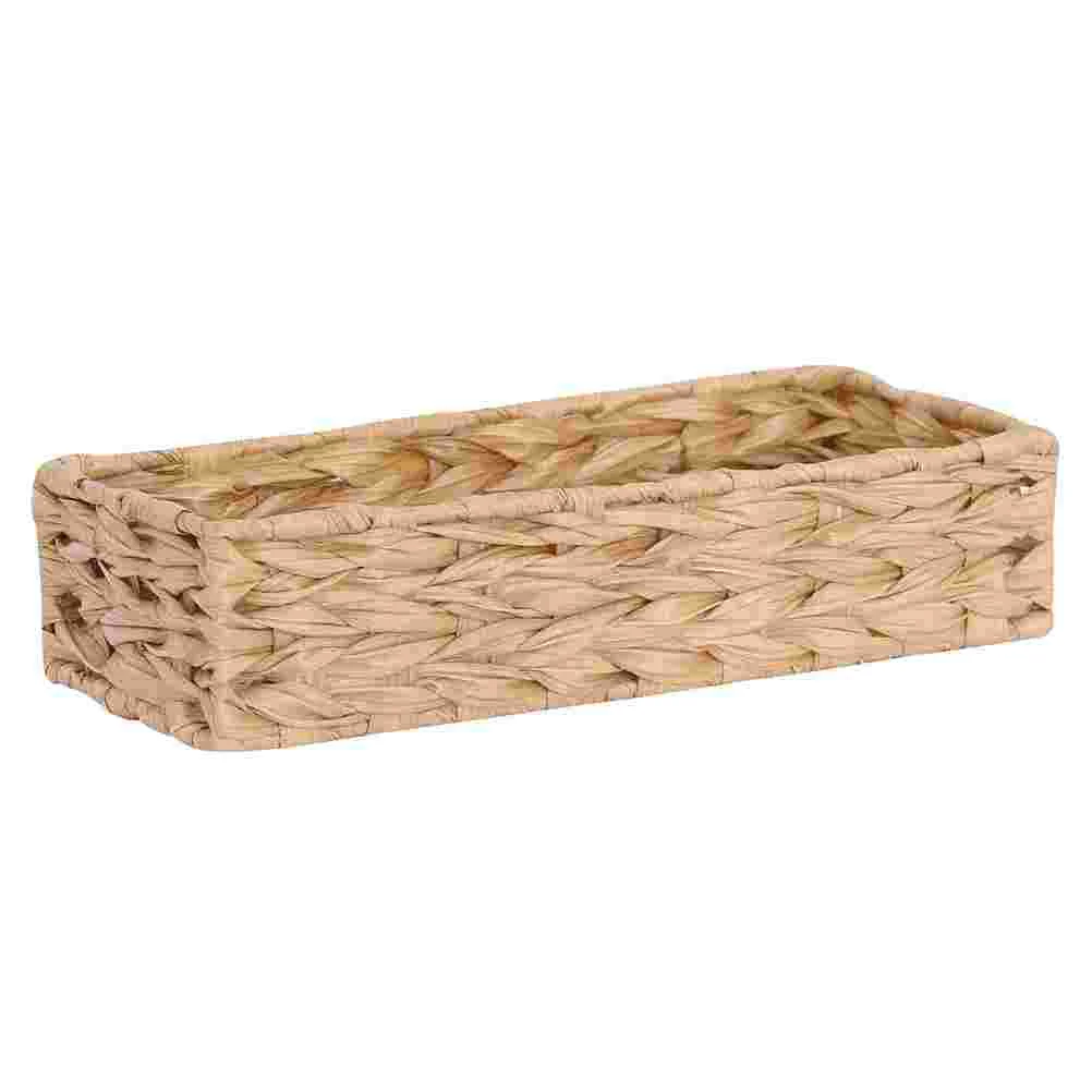 

Black Storage Bins Woven Basket Decorative Hyacinth Indoor Desktop Sundries Organizing