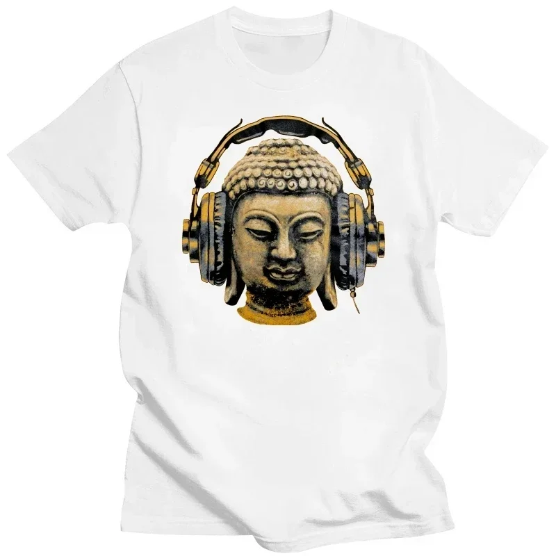 Techno Hip Hop Tee Causal Streetwear Men Tshirt Rock Unisex T Shirt Fashion Dj Buddha Headphones Music Club Men T-Shirt harajuku