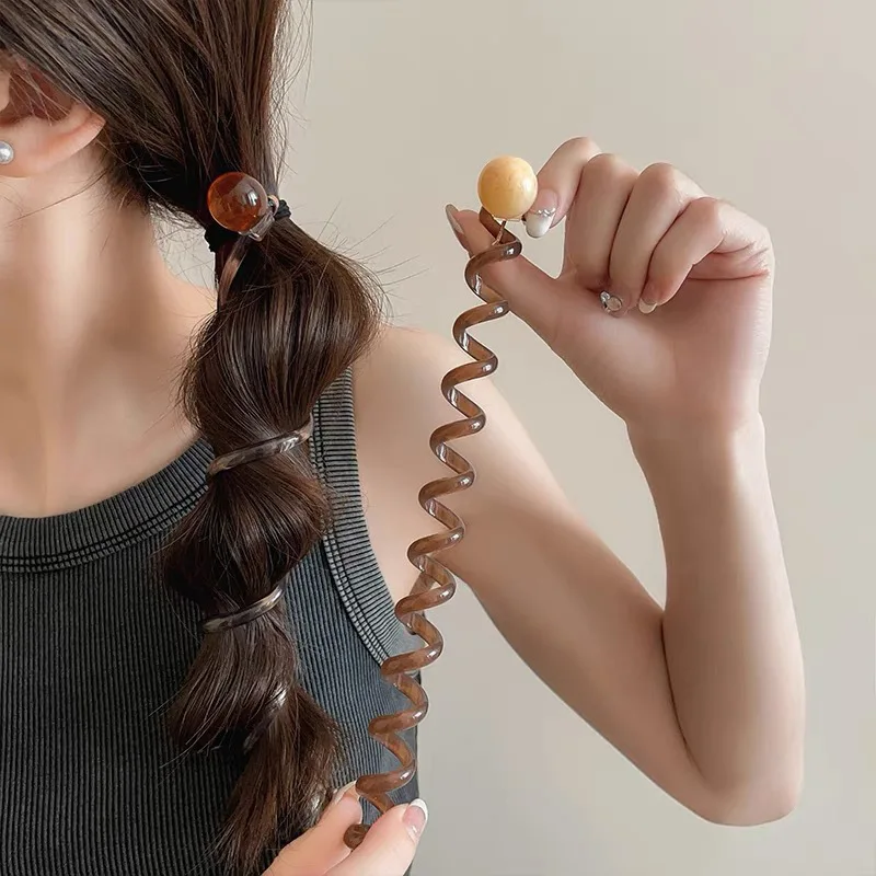 

Vintage Ball Heart Straight Elastic Headband for Women Loop Tied Ponytail Braid Hair Rope Scrunchies Hair Accessories