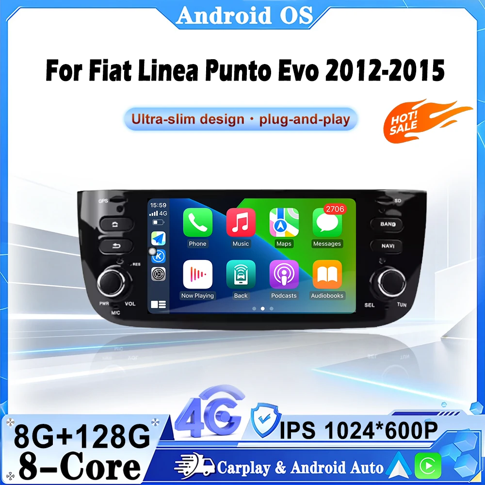 for Fiat Linea Punto Evo2012-2015 WiFi Android 16 System Split Screen Car Video Multimedia Player Navigation GPS BT Auto Tools