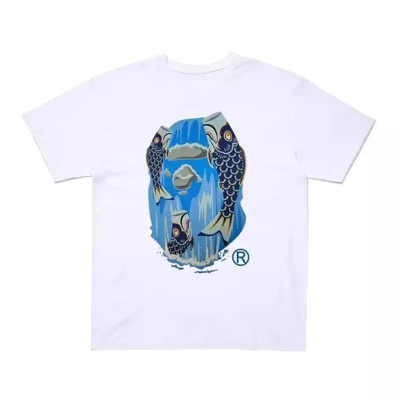 

Japanese Trendy Brand Yuren's New Summer T-shirt for Men and Women Featuring A Carp Print and Made of High-quality Cotton