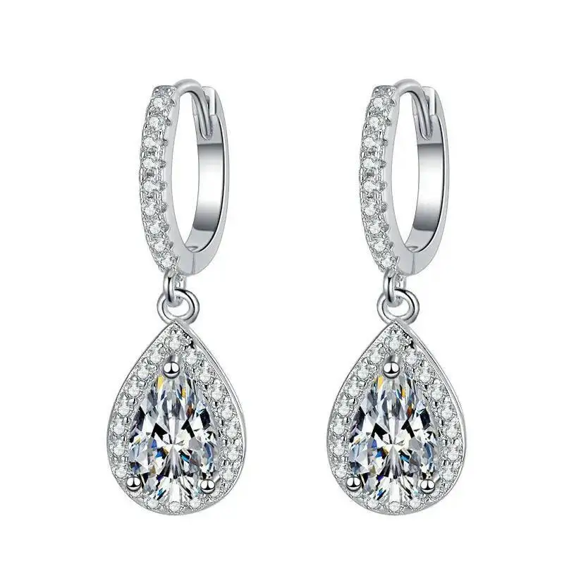JoiasHome Tropfenohrringe aus 925er-Sterlingsilber für Damen, 5 x 8 mm, Moissanit, luxuriöser Hochzeits- und Verlobungsschmuck, Geschenke – Detail 3