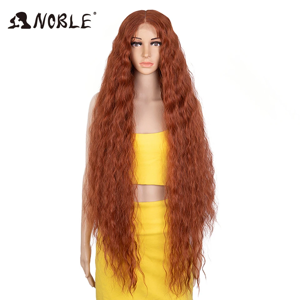 

Noble Synthetic Lace Front Wigs 42" Long Wavy Red Wig With Baby Hair Half Hand Tied 130% Density Lace Wigs For Women Cosplay Wig