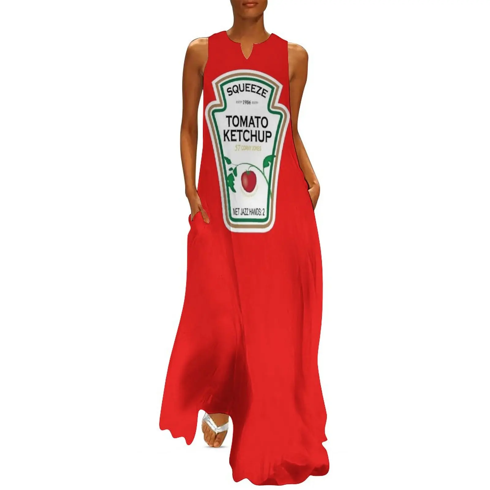 Funny Ketchup Label Long Dress sensual sexy dress for women Women's clothing evening dresses ladies Dress