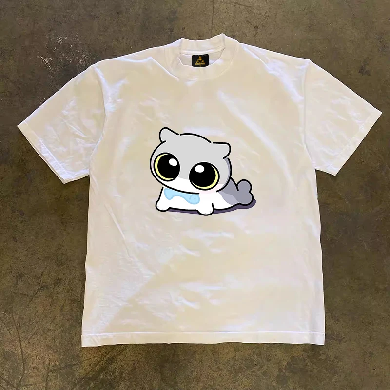 Loose Fit Cotton T-Shirt Unisex Short Sleeve Double Thread UPUPXIA Hero Print Sweat Absorbent round Neck Casual Summer Top