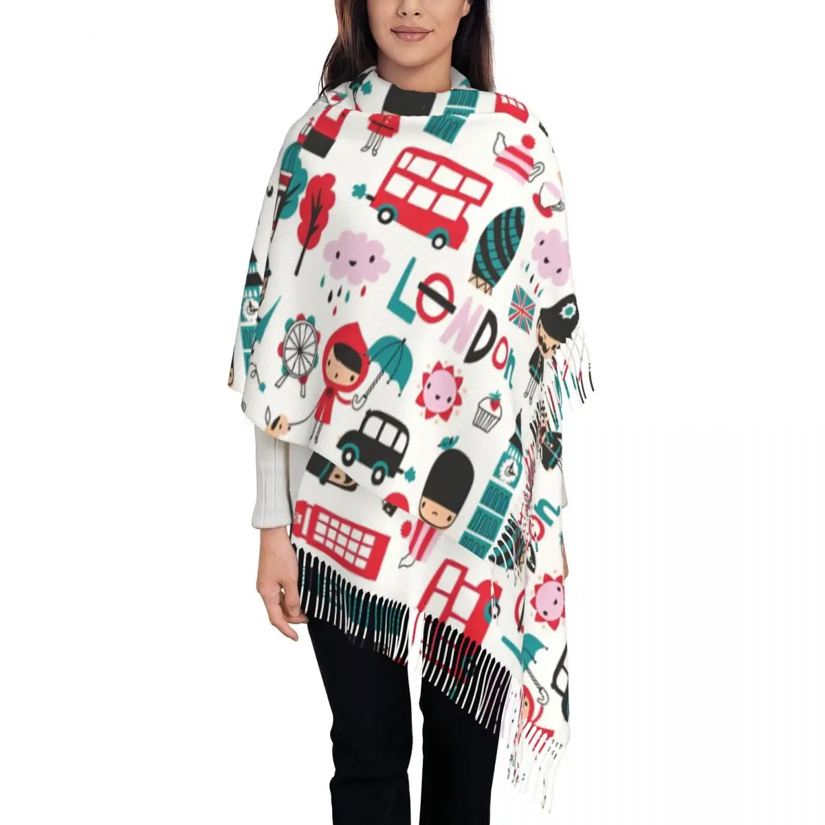 

Зачарованные лондонские достопримечательности, шали для женщин, зимний теплый длинный мягкий шарф, шаль из пашмины, шарфы