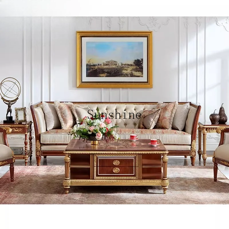 

Neoclassical European luxury fabric large villa 123 sofa combination furniture