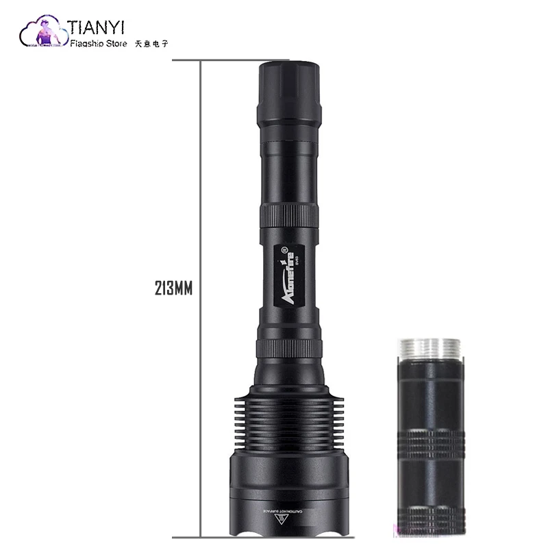 45W high power household long handle plus long 365nm violet banknote inspection flashlight 2 18650 lithium batteries