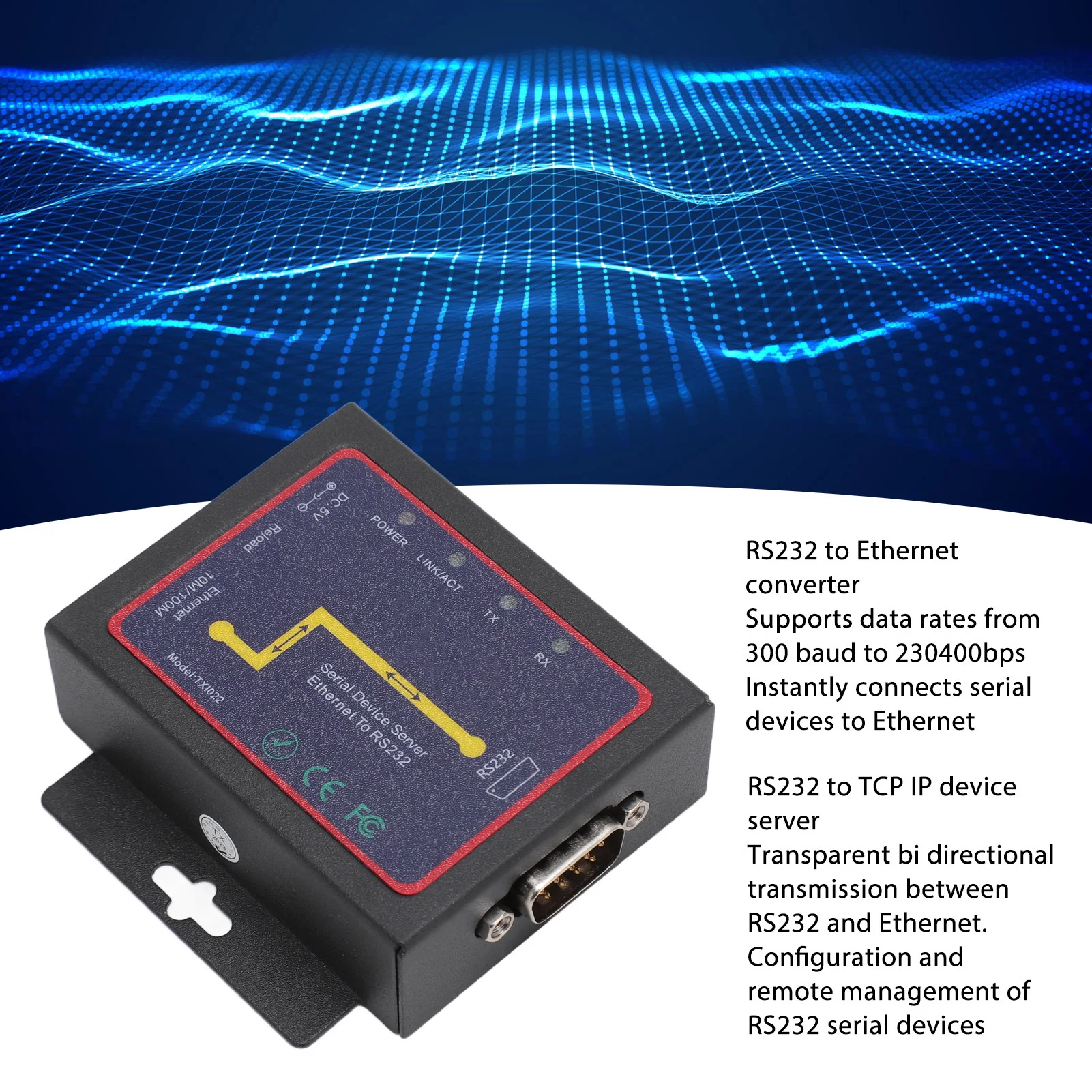 RJ45 إلى RS232 محول الشبكة التسلسلية إيثرنت إلى RS232 جهاز تسلسلي خادم الوصول عن بعد IP لنظام التشغيل Windows للتصنيع باستخدام الحاسب الآلي