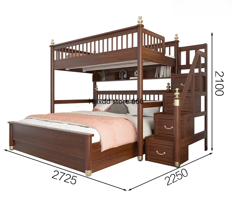 Children's bunk double-layer staggered mother-child bed