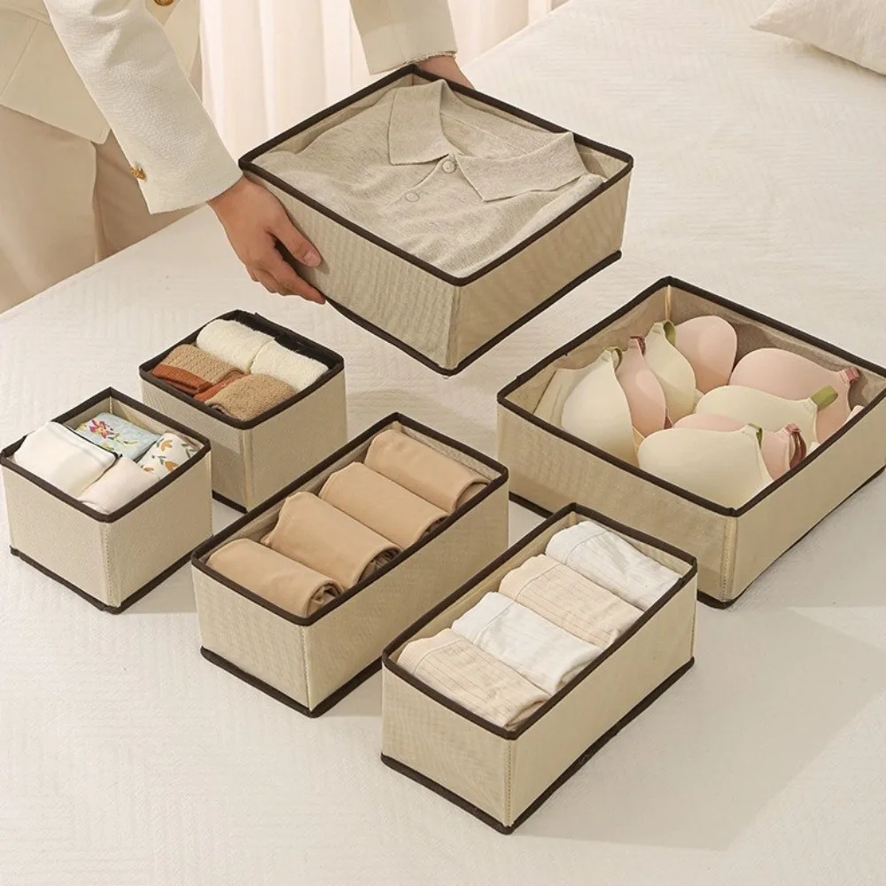 

Ящик для хранения нижнего белья из нетканого материала, складные дышащие ящики для хранения бюстгальтеров, экономия места без крышки, контейнер для нижнего белья, комод