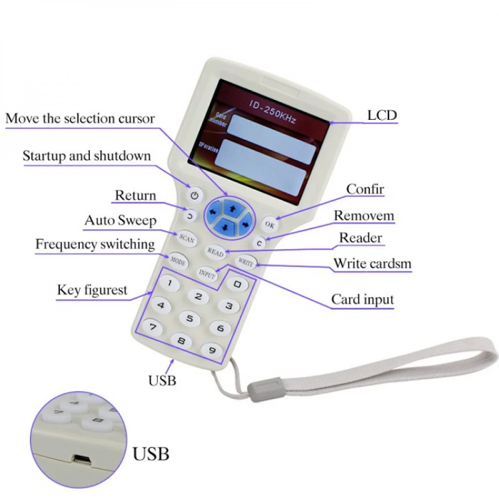 NFC Card Copier Duplicator 10-Frequency Programmer Card RFID Reader Writer for Electronic Components