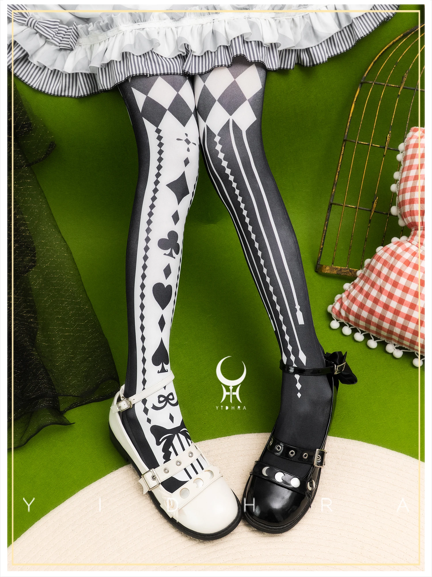 Sweet Lolita Tights Poker Card Pattern Printed Pantyhose for Women ~ Alice World by Yidhra
