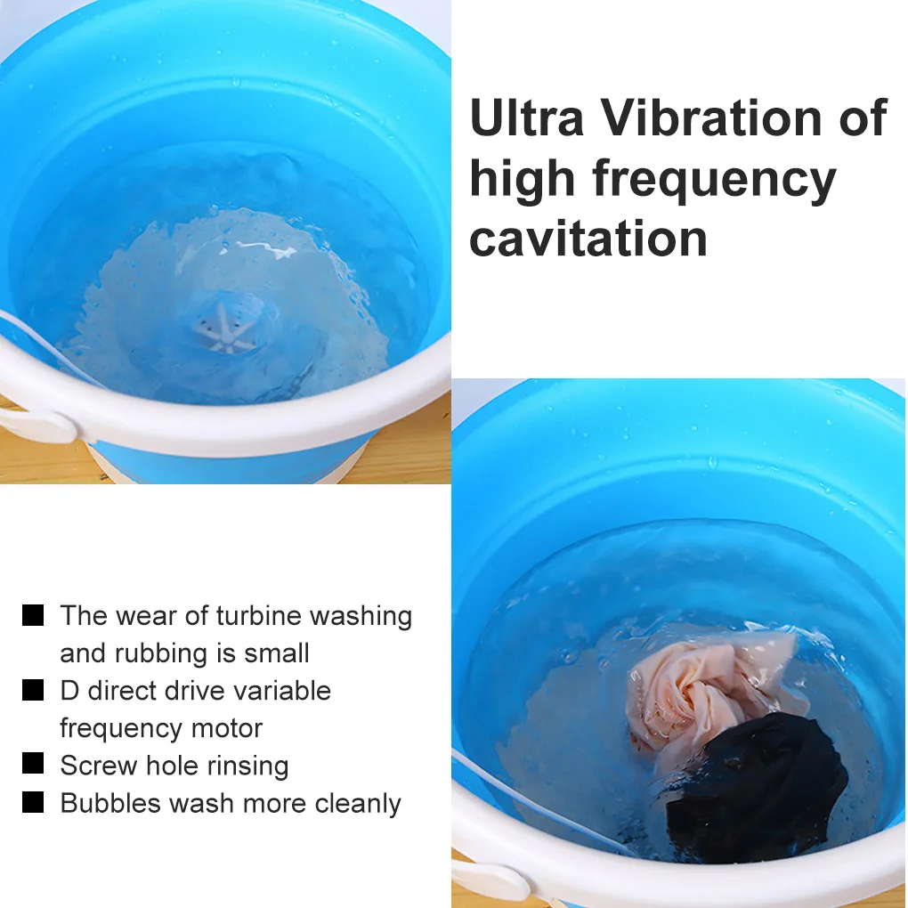 غسالة قابلة للطي USB المحمولة توربينات بالموجات فوق الصوتية غسالة غسيل صغيرة للملابس الداخلية المنزلية والسفر، الوردي، B