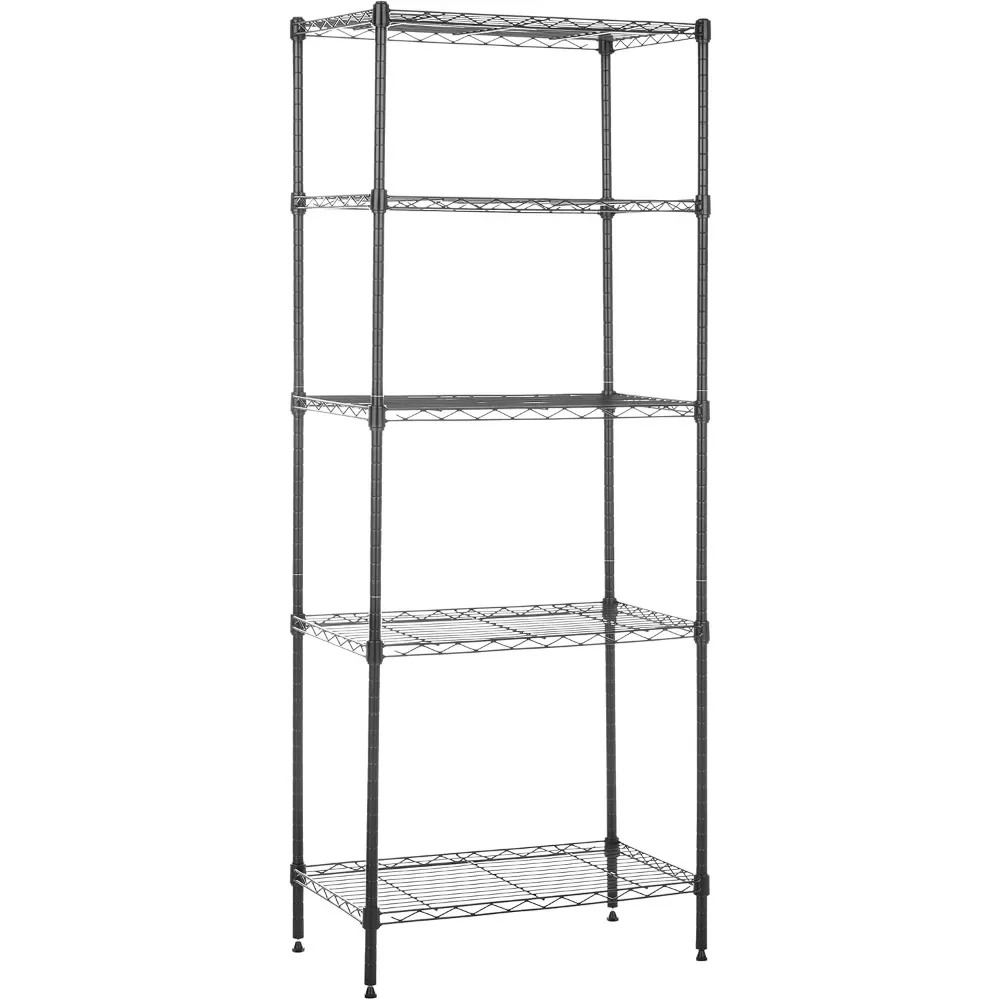 

5-Shelf Multipurpose Adjustable Sturdy Steel Storage Shelving Unit, Easy Assembly, 13.4" D x 23.2"W x 60"H, Black