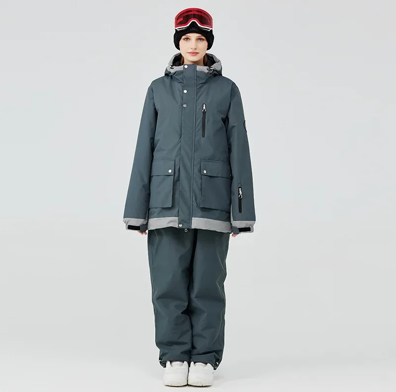 Ensembles de ski de sports de plein air pour hommes et femmes, coupe-vent, chaud, veste, pantalon, femme, costume de neige, vêtements de motoneige imperméables, 506