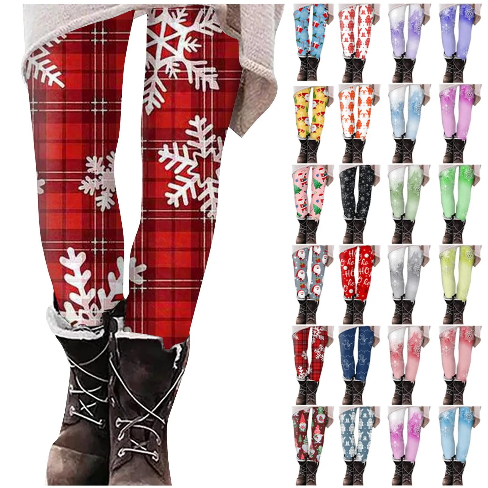 Legginsy buty damskie spodnie z nadrukiem na co dzień długa obcisła elastyczne świąteczne spodnie wygodne elastyczne miękkie rajstopy styl Navidad