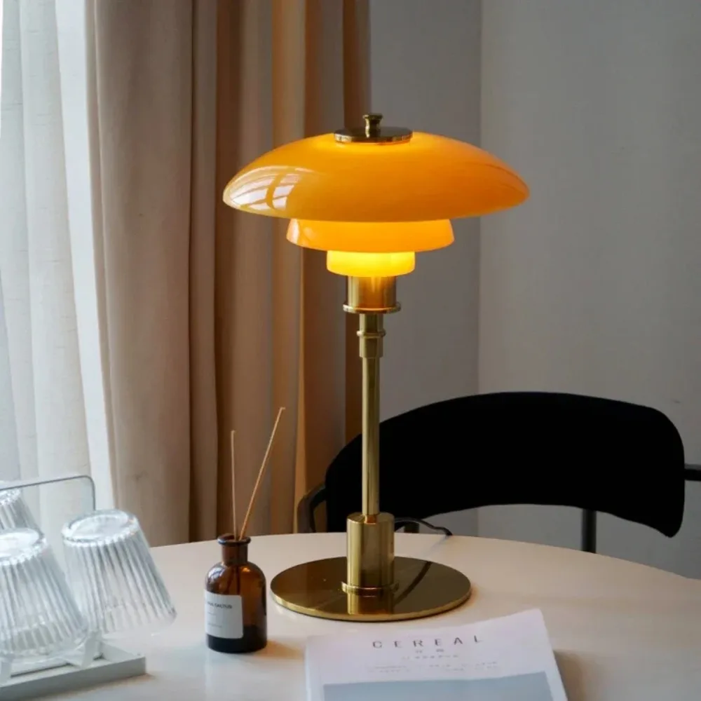 

Nordic Table Lamp Post-modern Minimalist Danish Desk Lamp Living Room Study Hotel Soft Bedside Lights Decor Glass Reading Lamp