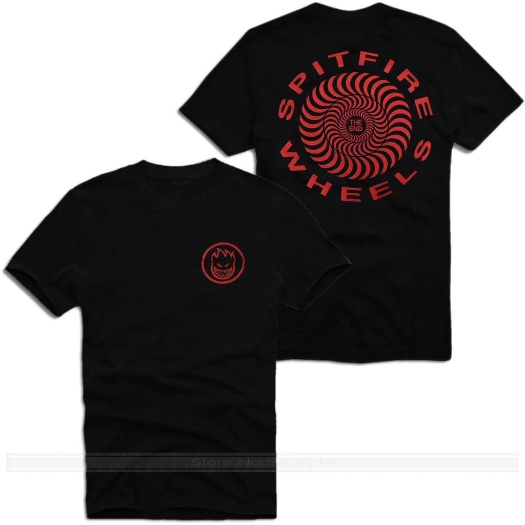 Spitfire عجلات دوامة سكيت تي شيرت رجالي قصير الأكمام عادية تي شيرت الذكور ماركة teeshirt الرجال الصيف القطن تي شيرت