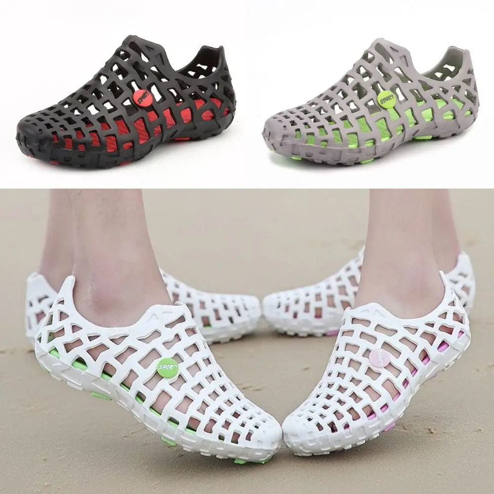 أحذية رجالي عصرية مجوفة قابلة للتنفس للجنسين شباشب شاطئ مسطحة خفيفة للنساء في الهواء الطلق