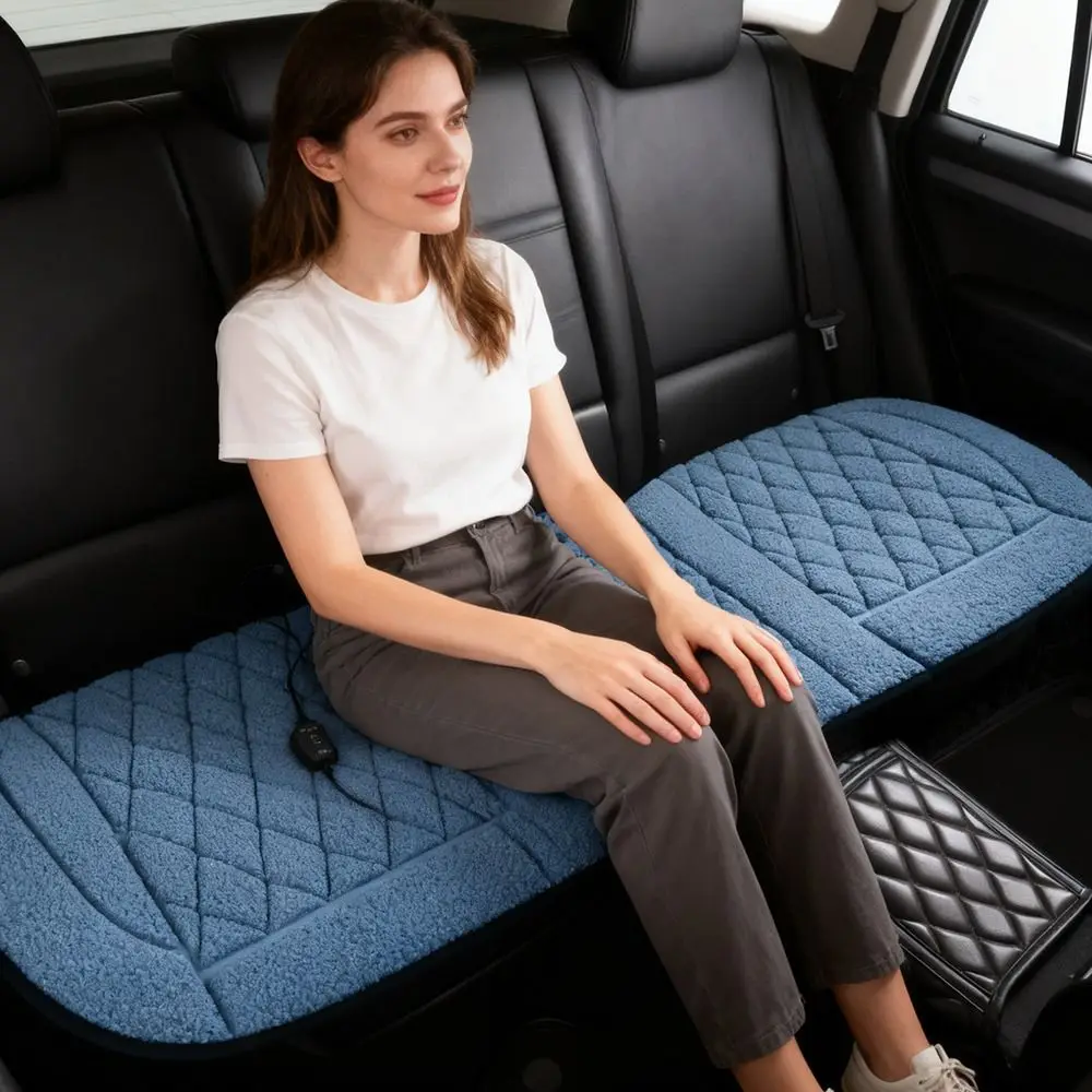New 12V Heated Rear Car Seat Cover Adjustable Temperature Warm Car Heating Cushion Fast Heating Auto Seat Warmer Winter