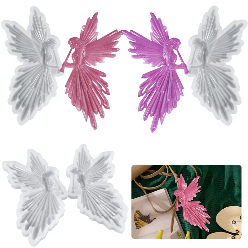 Girl with Flute Angel Mirror Shiny Silicone Mold DIY Crystal Epoxy Resin Mould Resin Casting Tool for DIY Crafts Decors Ornament